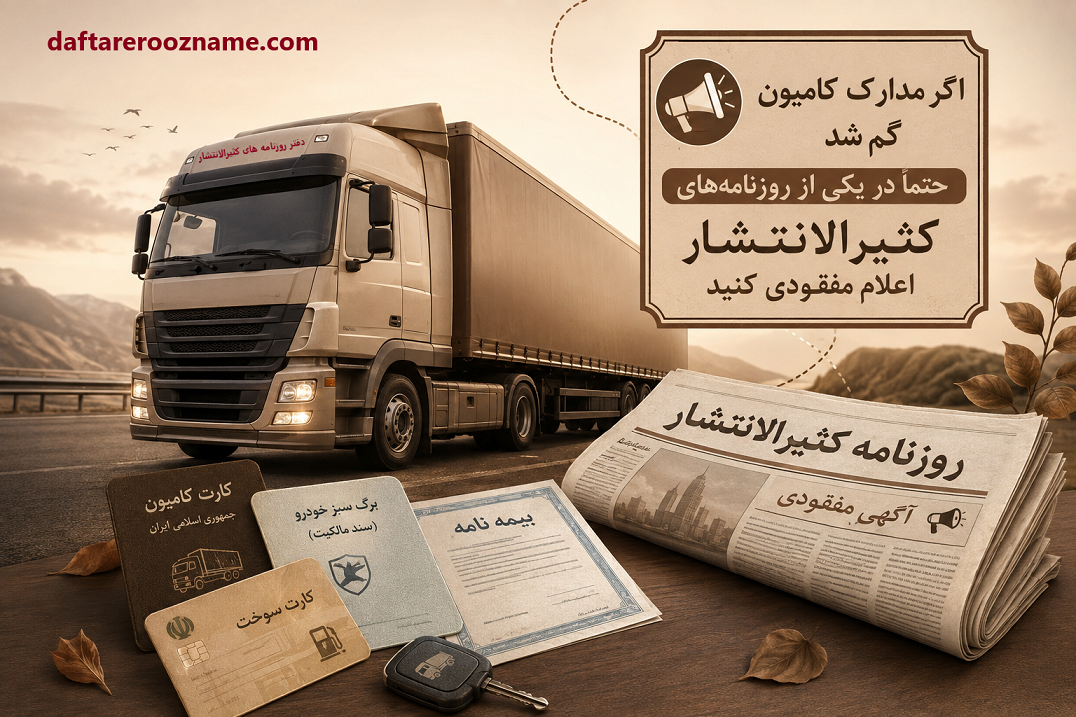 گم شدن مدارک کامیون