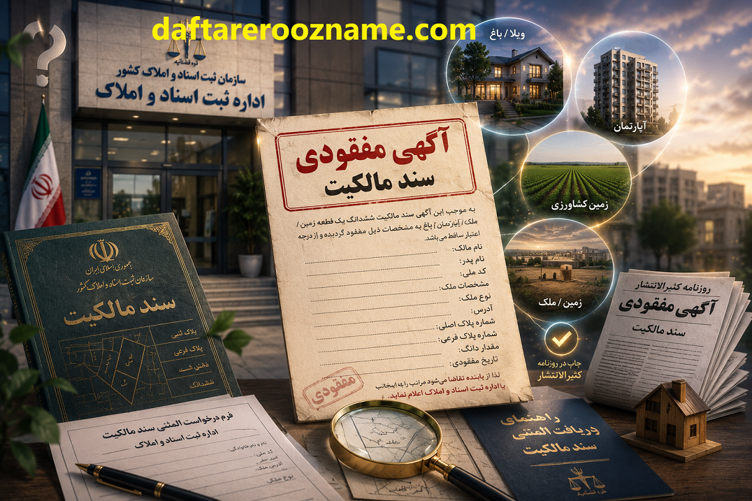 آگهی مفقودی سند مالکیت